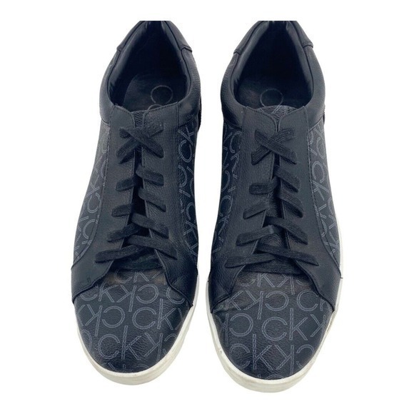 Calvin Klein Bowyer CK Monogram Smooth Mens Black Designer Sneakers Size 13 - Picture 9 of 14